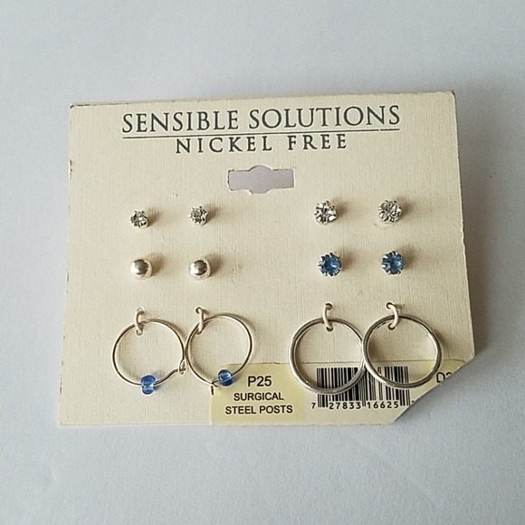 NWT Nickel free silver & blue earring set - Picture 2 of 5
